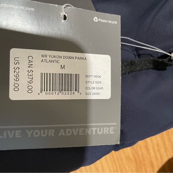 40. BNWT Eddie Bauer Yukon Parka SZ M Atlantic Navy Blue - Picture 6 of 11